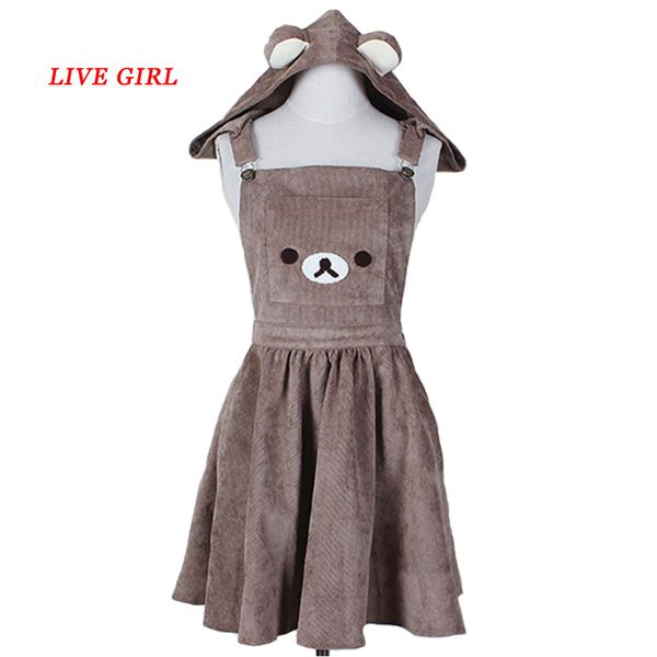 

dresses japanese aline dress cute bear embroidery gown haruku lolita dress, Black;gray