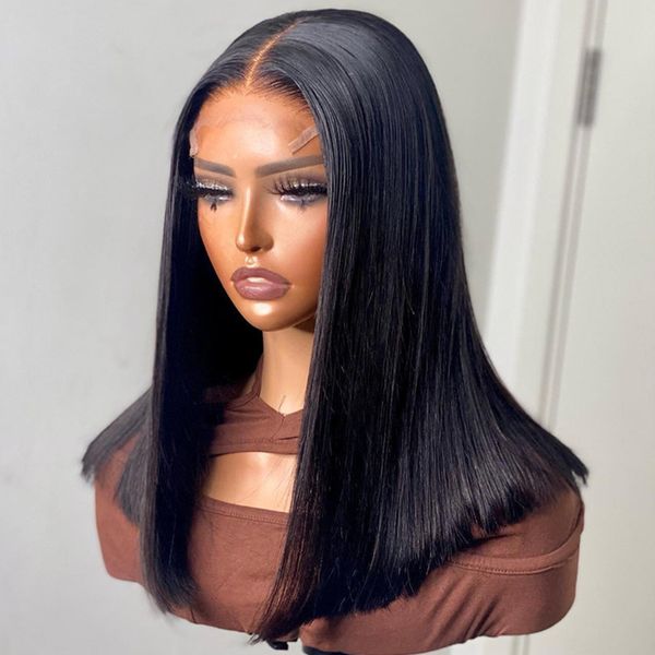 

250% density hd transparent straight hair short bob 4x4 5x5 closure wig cranberry 13x4 13x6 lace front human hair wigs for women, Black;brown