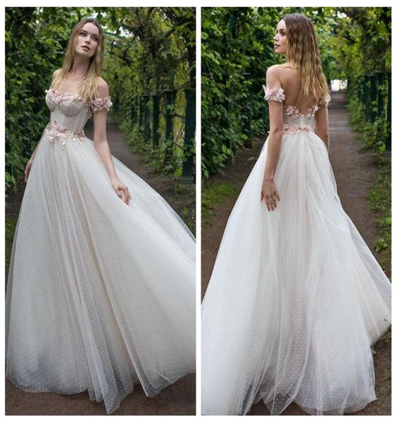 

bohemian wedding dresses 2019 3d floral off the shoulder a line elegant garden vestido de noiva for garden brides dress3754751, White