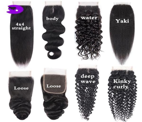 

brazilian virgin human hair weave closures body wave loose wave deep wave straight kinky straight natural black 4x4 lace closures8803194