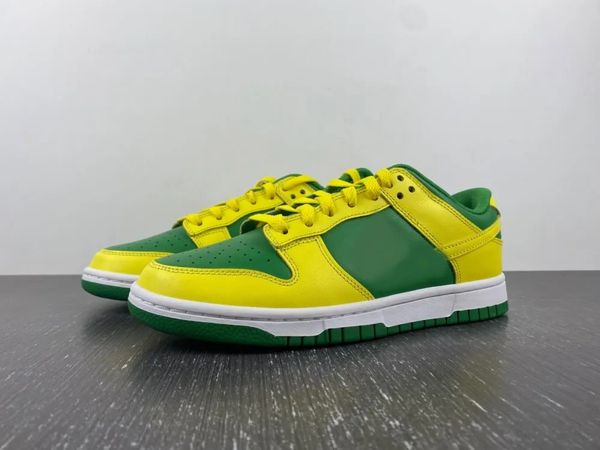 

quality skateboard shoes duks low reverse brazil apple green/yellow strike-white dv0833-300 leisure shoes sneakers come with shoebox