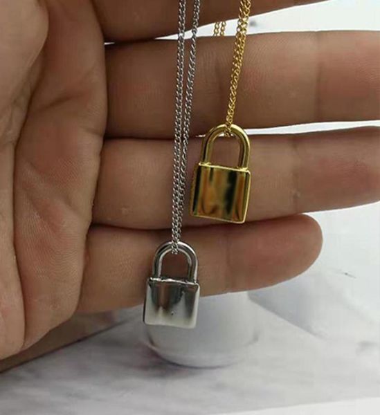 

logo luxury lock necklace woman pendant stainless steel 45cm jewelry on the neck valentine day christmas gifts for girlfriend whol8957257, Silver