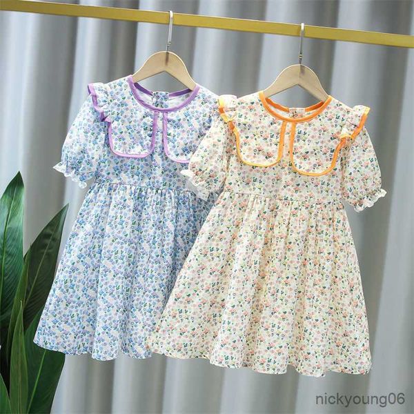 

girl's dresses children 2023 new printings flower casual costume dress small fresh princess for baby beach vestidos r230607, Red;yellow