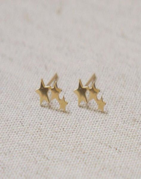 

10pairs tiny 3 stars stud earrings three linking stars stud earring cute 3star teens stud earrings for women6960218, Golden;silver
