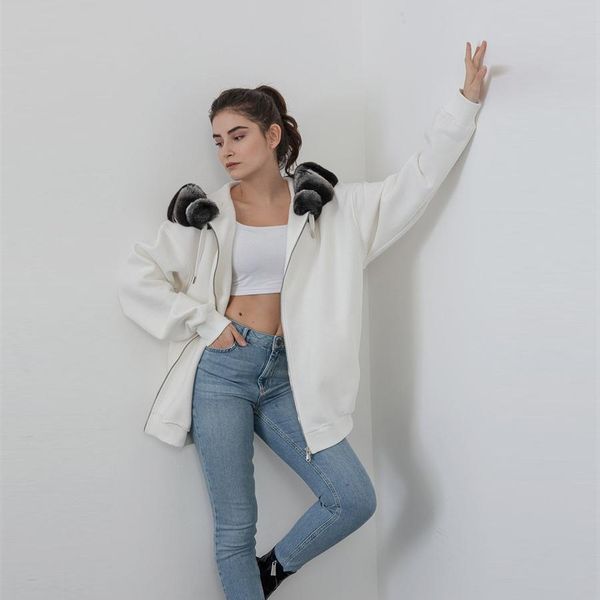 

fur women zip up hoodie real rex rabbit fur coat hoodies women casual hoodie trendy cashmere sweater jacket oversized hoodies hoody, Black