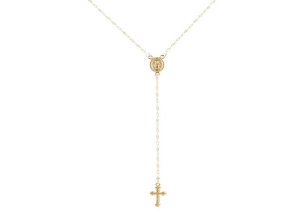 

pendant necklaces vintage goldrose gold christian cross bohemia religious rosary necklace for women charm jewelry gi7181341, Silver