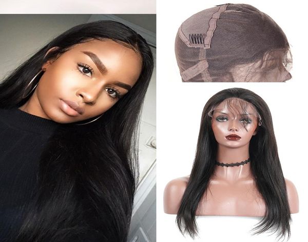 

100 unprocessed brazilian virgin remy human hair wigs full lace wigs silky straight 150 density swiss lace wig whole p9469706, Black;brown