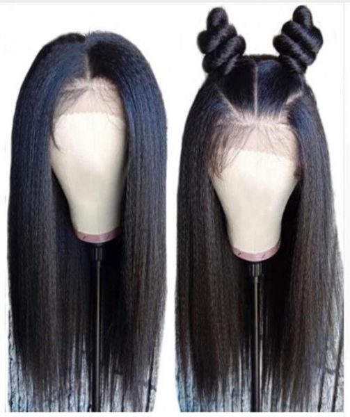 

full lace human hair wigs pre plucked with baby hair yaki straight peruvian remy human hair full lace front wigs for black women2485012, Black;brown