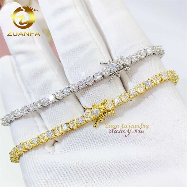 

fashion jewelry bracelets women round brilliant cut vvs moissanite color moissanite diamond white gold tennis bracelet, Silver