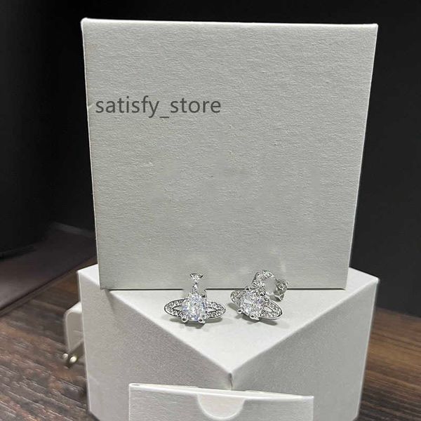 

fashion brand have stamps diamond stud earrings classic saturn earrings punk jewelry for woman man lover gift, Golden;silver