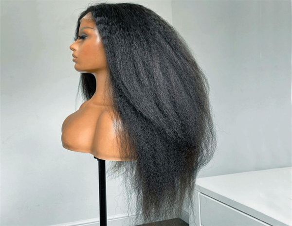 

180density glueless black color yaki straight lace front wig for women with baby hair heat resistant fiber daily 26inch long4951219, Black;brown