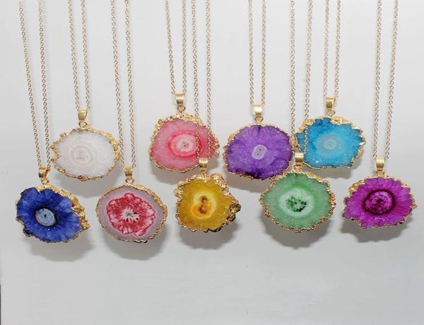 

vintage irregular natural stone pendent necklace for women men gold color chain original stone crystal sweater necklaces jewelry6244951, Silver