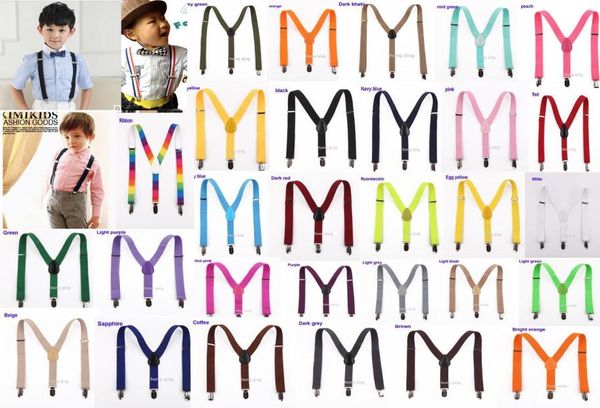 

20pcs new children kids boy girls clipon y back elastic suspenders adjustable braces christmas gift full color8799173, Black;white