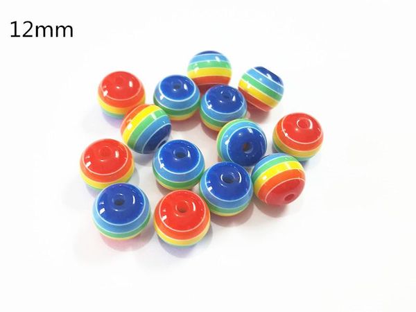

crystal 12mm 400pcs/lot rainbow resin striped beads for kids jewerly making ent