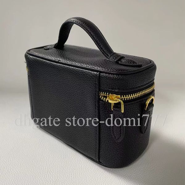 

high-quality fashion women's litchi texture make up bag with gold letters logo cosmetic bags without box