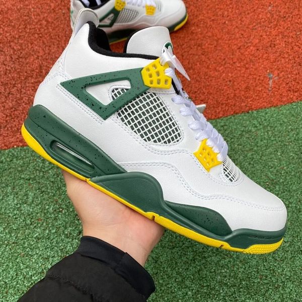 

latest jumpman 4s green yellow white basketball shoes mens womens designer outdoor sneakers trainers size available fast ship with shoe