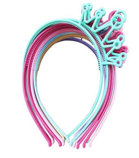 

girl kids crown headband plastic tiaras hair sticks princess children headwear hair accessory candy colors9676781, Slivery;white