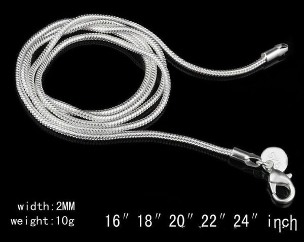 

fahmi 100pcs 2mm 925 sterling silver snake chain necklace 16 18 20 22 24 inch chains designer diy accessories engraved lette7740082