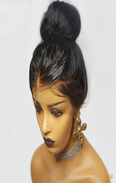 

full lace frontal wig brazilian remy straight wigs for black women pre plucked with baby hair 150 middle ratio bleached4410888