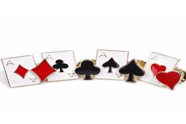 

fashion accessories poker jewelry brooches heart spade aces club diamond playing card suits enamel lapel pin badge jewelry factory7797600, Silver