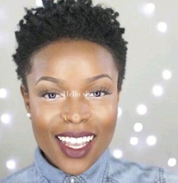 

100 brazilian human hair afro kinky curl pixie short cut black wigs for african american2624376, Black;brown