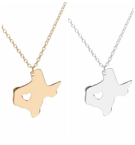 

texas state necklace map pendant necklaces usa state pendants map necklace with a heart handmade jewelry5077894, Silver