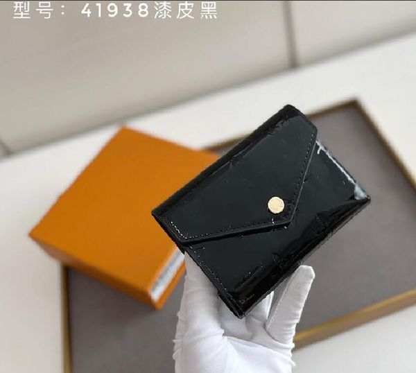

2023 multi-color luxury designer purse women's clutch bag fashion short purse 41938 embossed classic purse with box niuniu01 p45, Brown;gray