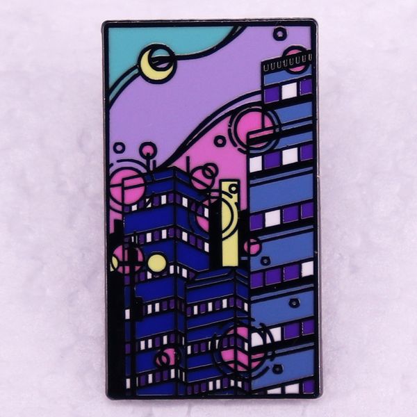 

urban scenery brooch cute anime movies games hard enamel pins collect metal cartoon brooch backpack hat bag collar lapel badges, Blue