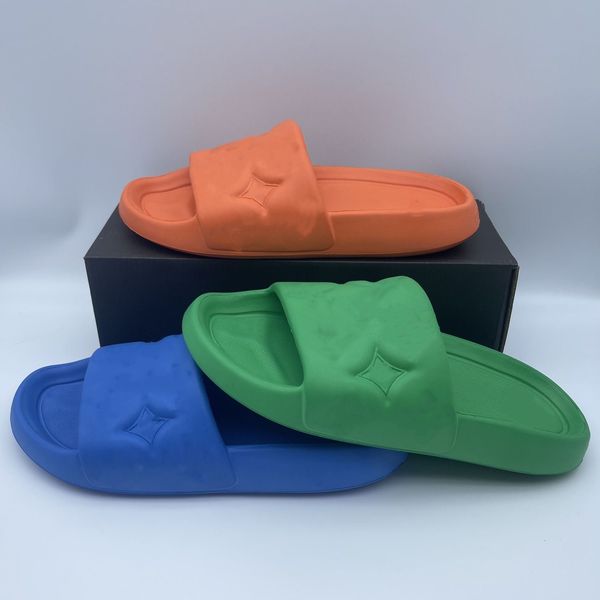 

slippers waterfront embossed mule rubber slide beach sandals men women white orange black green olive summer shoes sneakers 02