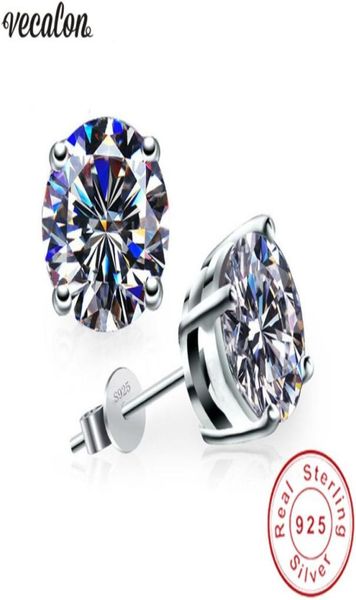 

classic 4 claws earring 3ct diamond 925 sterling silver party wedding stud earrings for women fashion jewelry8428069, Golden;silver
