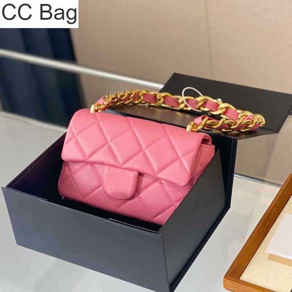 

cc bag 9a 22cm designer small flap french shoulder bags genuine leather pink white black crossbody bag oversized goldtone metal chain bag ha
