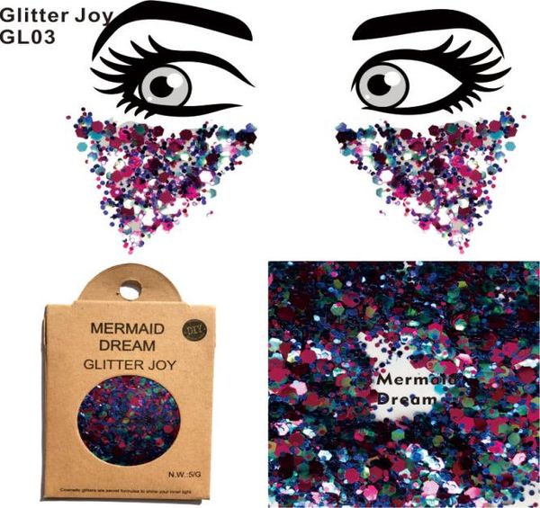 

gl03 mermaid dream chunky eye glitter face body sequins decorations festival body dance makeup body art2944713