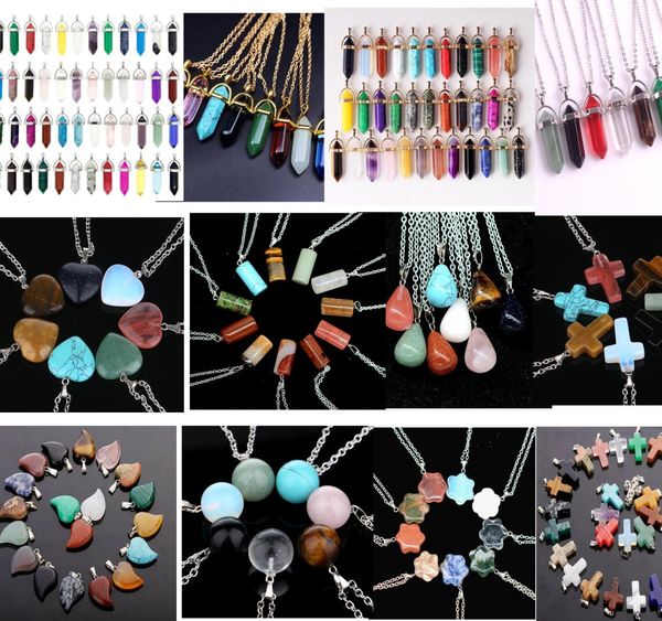 

necklace jewelry healing crystals amethyst rose quartz bead chakra healing point women men natural stone pendants leather ne5987096, Silver