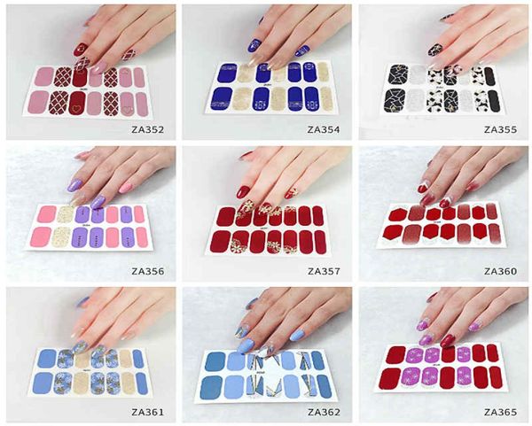 

fashion 14 tips nail stickers sheet 3d gold stamping vintage false nails sticker decals for women girls2078188, Black