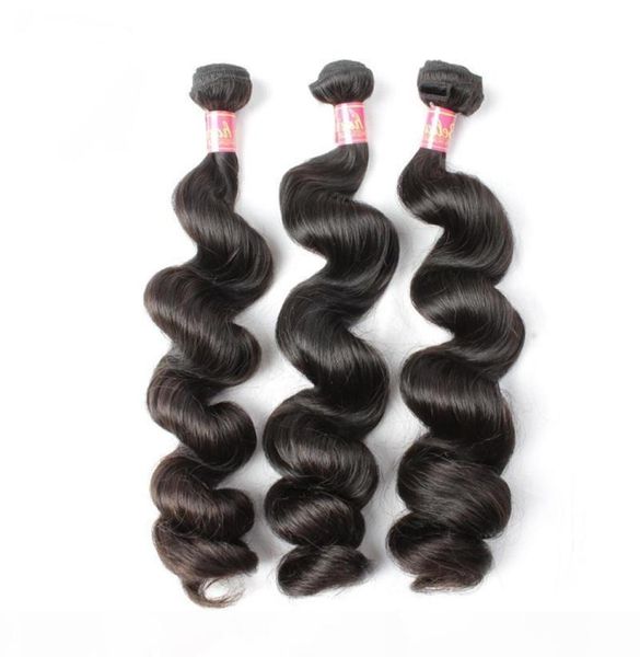 

bella hair 830inch 100 indian unprocessed virgin human hair extensions natural color loose wave hair bundles6893620, Black