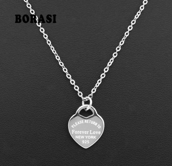 

fashion famous brand love necklace women paragraph clavicle necklace plated gold peach heart pendant necklace fine jewelry8704732, Silver