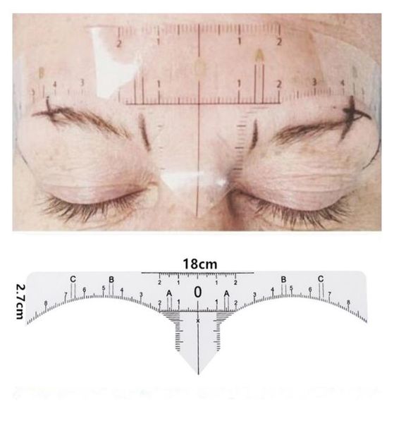 

10 pcs disposable semi permanent eyebrow ruler makeup eye brow measure tool eyebrow guide ruler microblading2366233