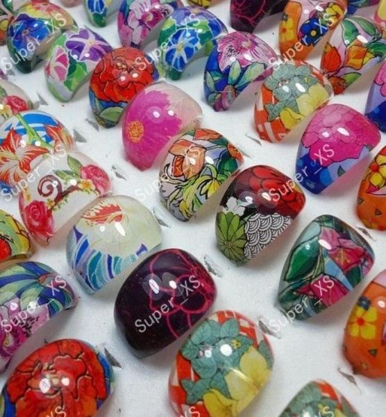 

fashion kids girls children flower crystal acrylic lucite platsic resin rings whole mix bulk jewelry ring lots bk261 7889102, Silver