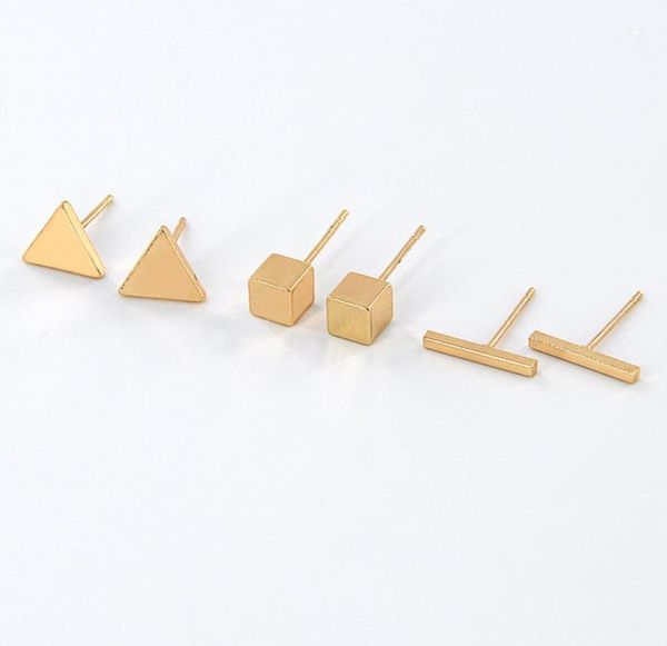 

whole simple new simple bar triangle cube shape geometric earrings gold silver gold plated fashion earring jewelry women gift 6858844, Golden;silver