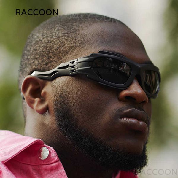 

fashion new style geometric frame cyber sunglasses men sporty wrap around intricate cutouts sun glasses women luxury brand punk shades, Silver