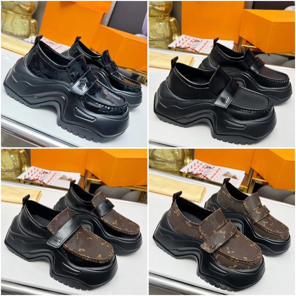 

archlignt loafers men women baroque loafers fashion designer leather rubber thick bottom increase shoes size 35-45, Black