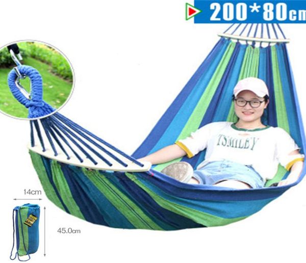 

20080cm hammock leisure outdoor furniture hanging doublebed sleeping bed canvas cloth swing camping home garden4795925