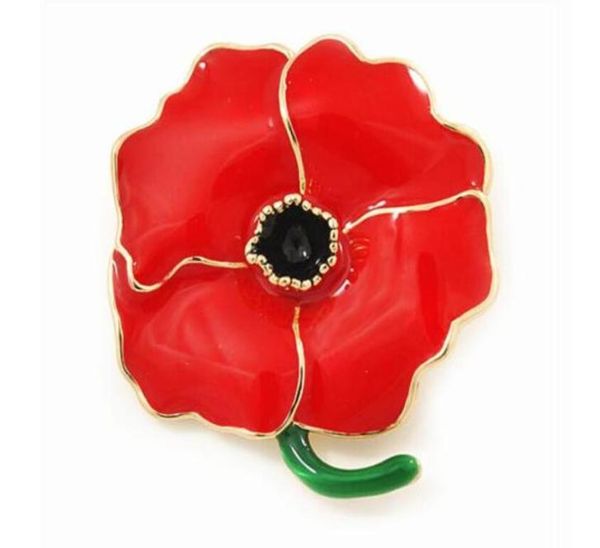 

red enamel poppy flower brooch remembrance souvenir uk pin01571160, Gray