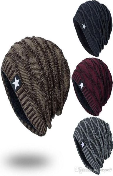 

knitted warm hat men star beanie hedging winter warm outdoor hat bone hat 2019 new4584316, Black;white
