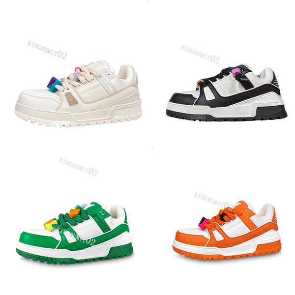 

designer trainer sneaker virgil casual shoes calfskin leather abloh black white green red blue leather overlays platform outdoor walking low
