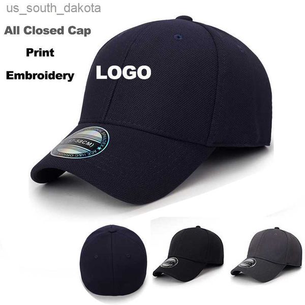 

custom stretch men woman fitted closed baseball cap elasticity flexible flex hip hop caps dad hats snapback hat l230523, Blue;gray