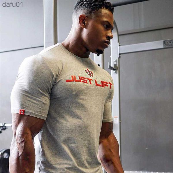 

cotton gym running shirt sport t shirt men short sleeve running shirt men workout training tees fitness sport t-shirt l230520, White;black