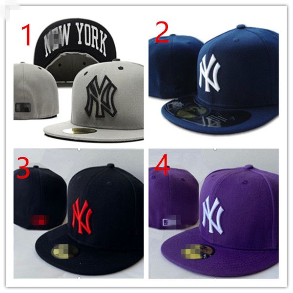 

fashion 36 colors classic team navy blue color on field baseball fitted hats street hip hop sport york full closed design caps h8-6.7, Blue;gray