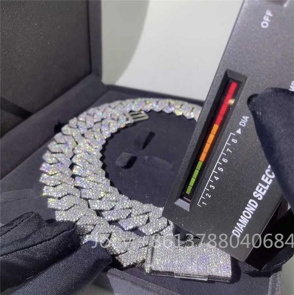 

hip hop jewelry 4 rows silver gold plated necklace vvs moissanite diamond cuban link chain necklace for men