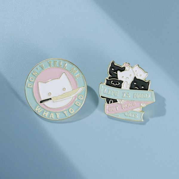 

10pcs/lot animal alloy lapel pins creative cartoon brooches black and white cat shape badge fashion bag clothes jewelry accessories, Gray